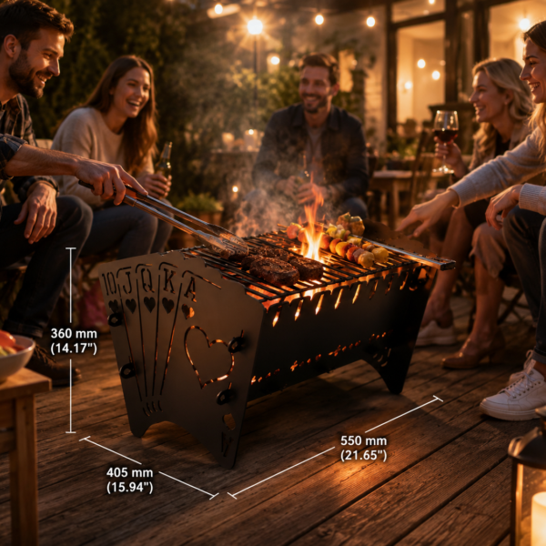 Lumina Royal Flush Fire Grill – kártya mintás tűzrakó grill - kép 2