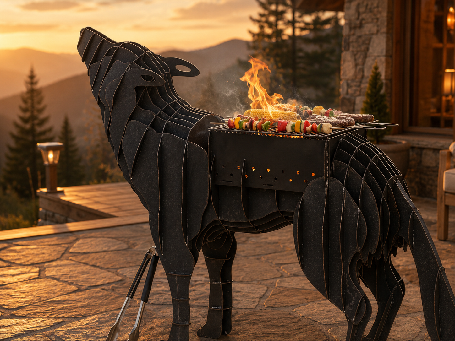 Lumina Wolf Fire Grill – Exlusive farkas mintás kerti grill